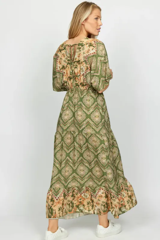 Selma Kjole  Khaki Batique