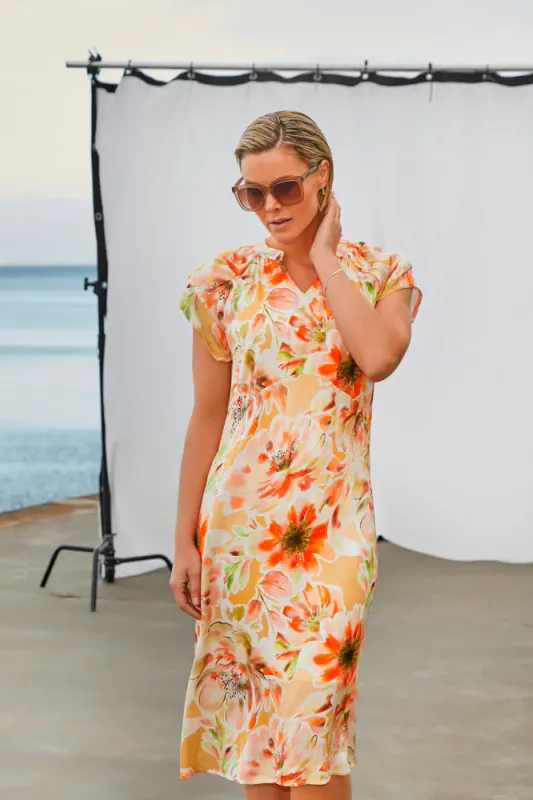 Sif Kjole Orange Flower